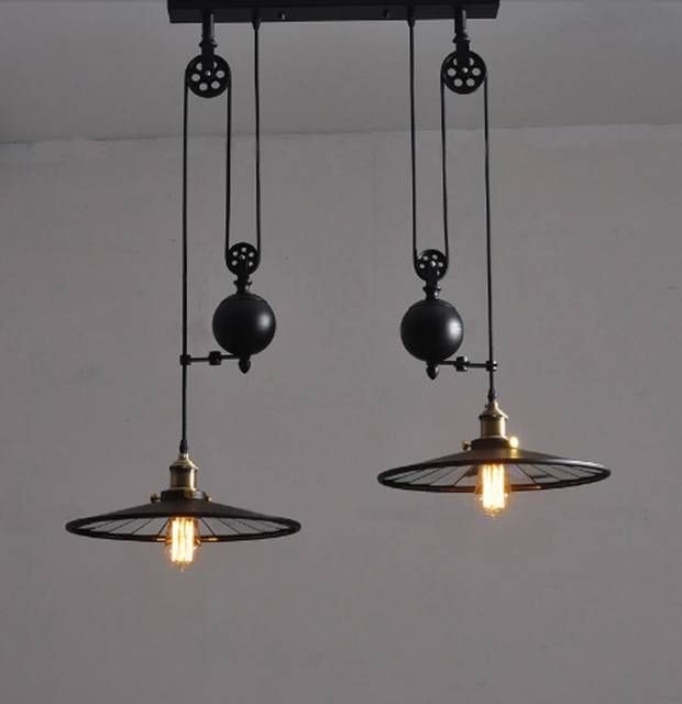 Aliexpress : Buy Kitchen Industrial Vintage Lamp With Wheels With Regard To Wrought Iron Lights Fixtures For Kitchens (Photo 9 of 15)