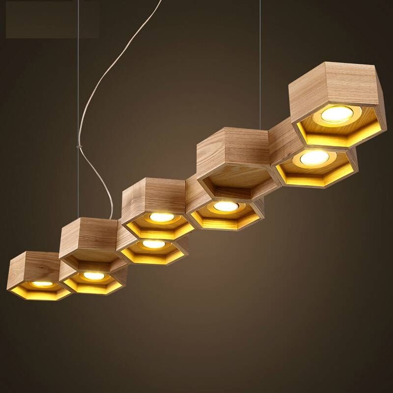 Aliexpress : Buy Slatted Wooden Honeycomb Structure Pilke Intended For Honeycomb Pendant Lights (View 5 of 15)