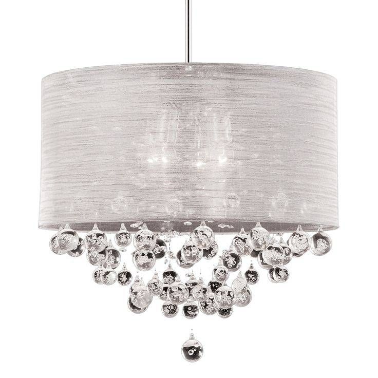 Amazing Of Drum Chandelier With Crystals Silver Drum Pendant Inside White Drum Pendants (Photo 12 of 15)