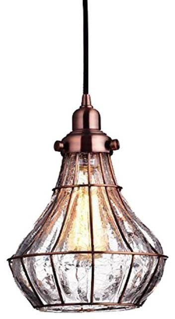 Antique Copper Cracked Glass Vintage Industrial Ceiling Lamp Light Within Cracked Glass Pendant Lights (View 6 of 15)