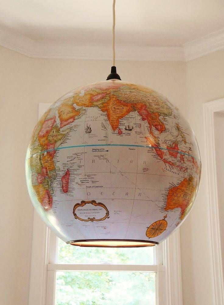 Bedroom Elegant World Globe Light Shade Roselawnlutheran Lamp Regarding World Globe Lights Fixtures (Photo 9 of 15)