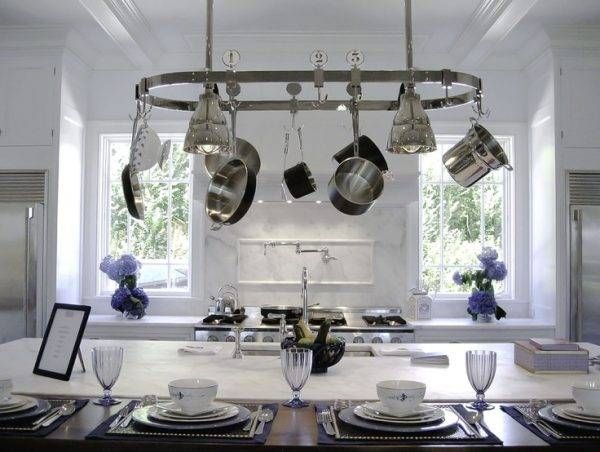 Breathtaking Kitchen Island Lighting Pot Rack Using Stainless Within Stainless Steel Kitchen Lights (View 14 of 15)