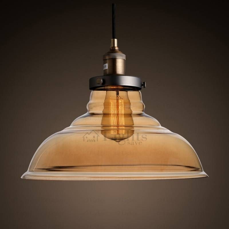 Brown Hand Blown Glass Shade Industrial Lighting Pendant Intended For Hand Blown Lights Fixtures (Photo 13 of 15)