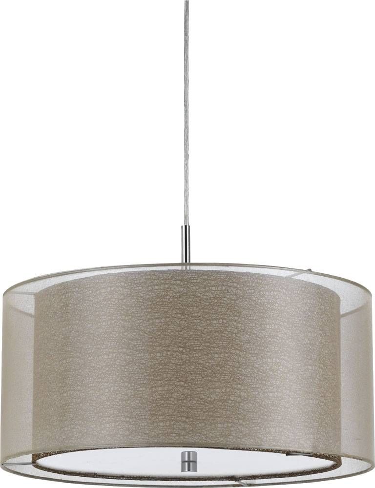 Cal Fx 3527 1p Nianda Clear Drum Hanging Light Fixture – Cal Fx In Double Pendant Light Fixtures (View 8 of 15)