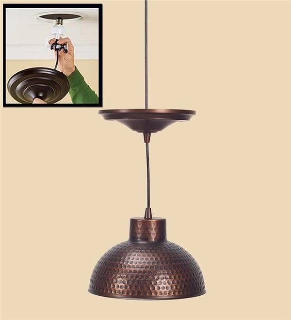 Copper Pendant Lighting | Kitchen Lighting | Plow & Hearth Regarding Hammered Pendant Lights (Photo 13 of 15)