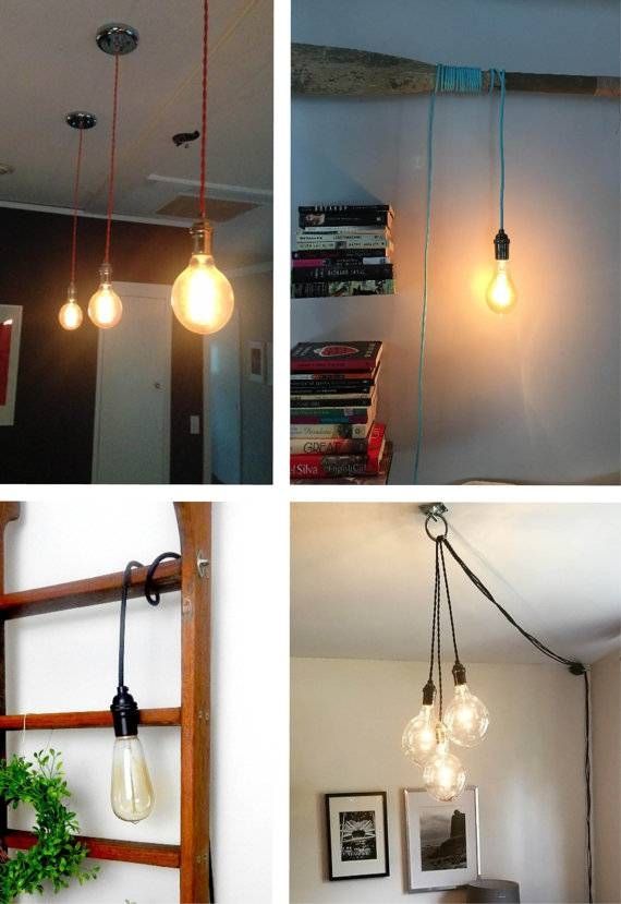 Custom Pendant Light Hanging Light Vintage Edison Light Intended For Plug In Hanging Pendant Lights (Photo 14 of 15)