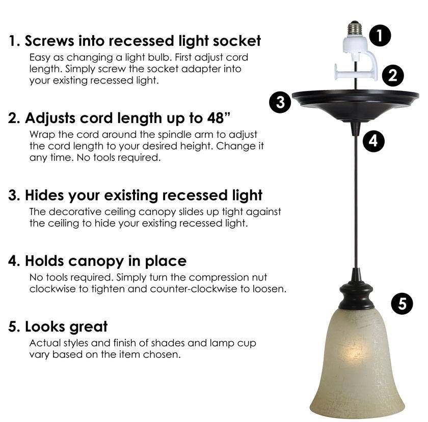 Decorating: Appealing Recessed Light Conversion Kit For Ceiling Throughout Recessed Light To Pendant Lights (View 14 of 15)