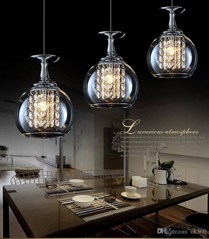 Discount Modern Clear Wine Glass Crystal Pendant Light 20w G4 Intended For Wine Pendant Lights (Photo 3 of 15)