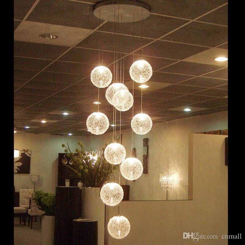 Discount Pendant Lamps Led Aluminium Glass Ball Pendant Lamp Stair Regarding Stairwell Lighting Pendants (Photo 13 of 15)