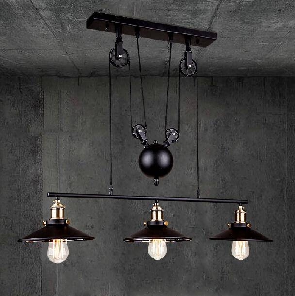 Discount Rh Loft Vintage Iron Industrial Led American Country Throughout Pulley Pendant Lighting (Photo 1 of 15)