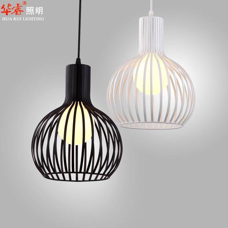 Discount Single Head White And Black Wrought Iron Bird Cage Lamp Regarding Birdcage Pendant Lights Chandeliers (View 5 of 15)