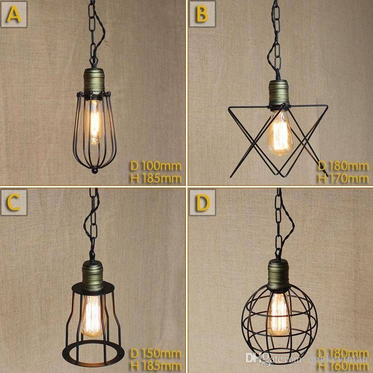 Discount Vintage Small Iron Cages Pendant Lighting Ceiling Lamp Regarding Wrought Iron Kitchen Lights Fixtures 