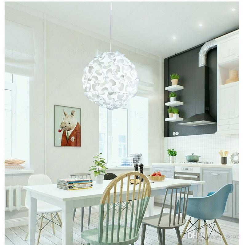 Discount White Round Flower Ball Pendant Light Nordic Simple Intended For White Flower Pendant Lights (View 13 of 15)
