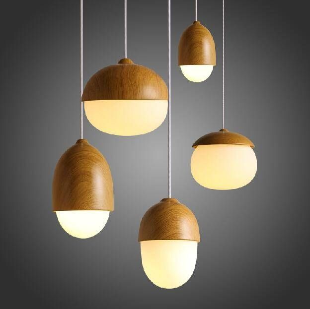 Discount Wood Vintage Design Lights Solid Wood Pendant Lamps Bar With Wood Veneer Pendants (View 15 of 15)