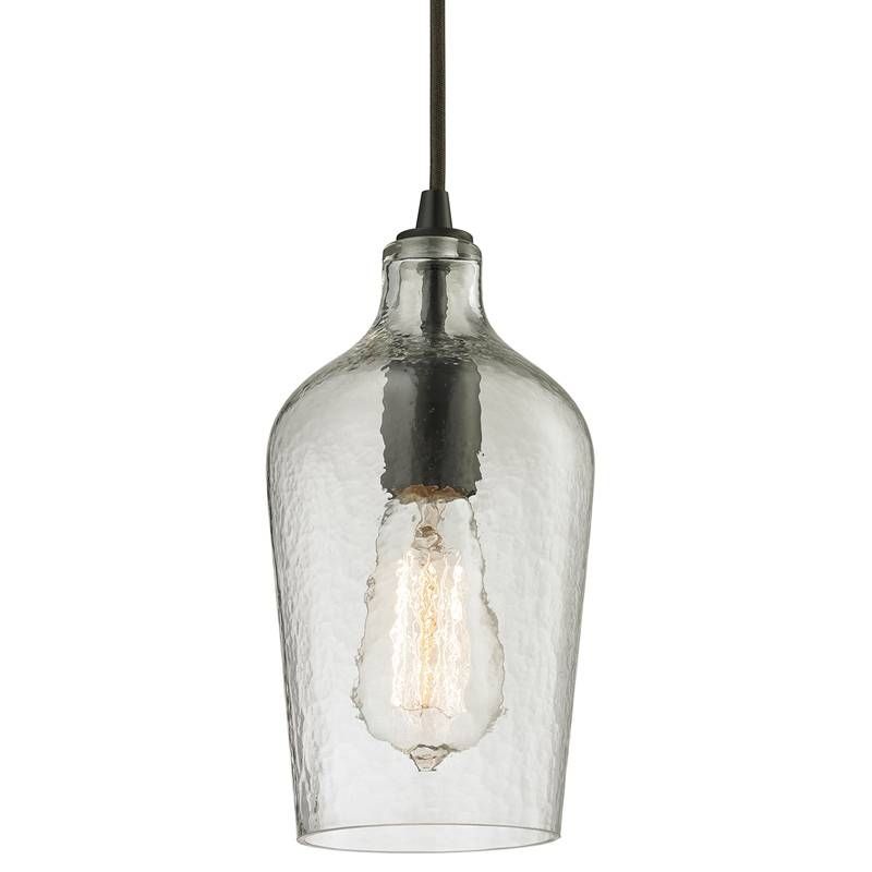 District17: Hammered Clear Glass Mini Pendant In Oil Rubbed Bronze For Oiled Bronze Pendant Lights (Photo 7 of 15)