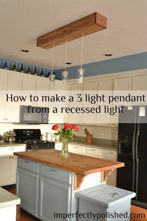 Diy Kitchen Pendant Lights {how To Change A Recessed Light To With Regard To Recessed Light To Pendant Lights (View 6 of 15)