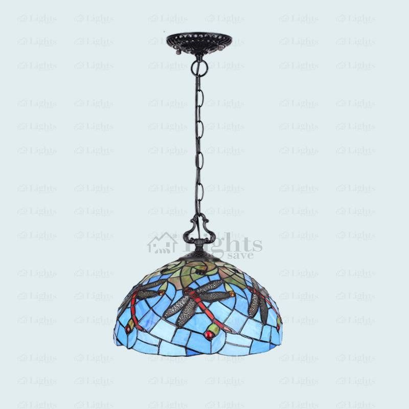 Dragonfly Blue Unique Pendant Lights Stained Glass Regarding Stained Glass Pendant Lights (View 7 of 15)