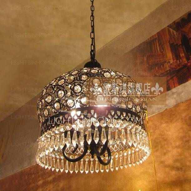 E14 Lamp Holder Black Wrought Iron Large Round Pendant Light Regarding Black Wrought Iron Pendant Lights (View 9 of 15)