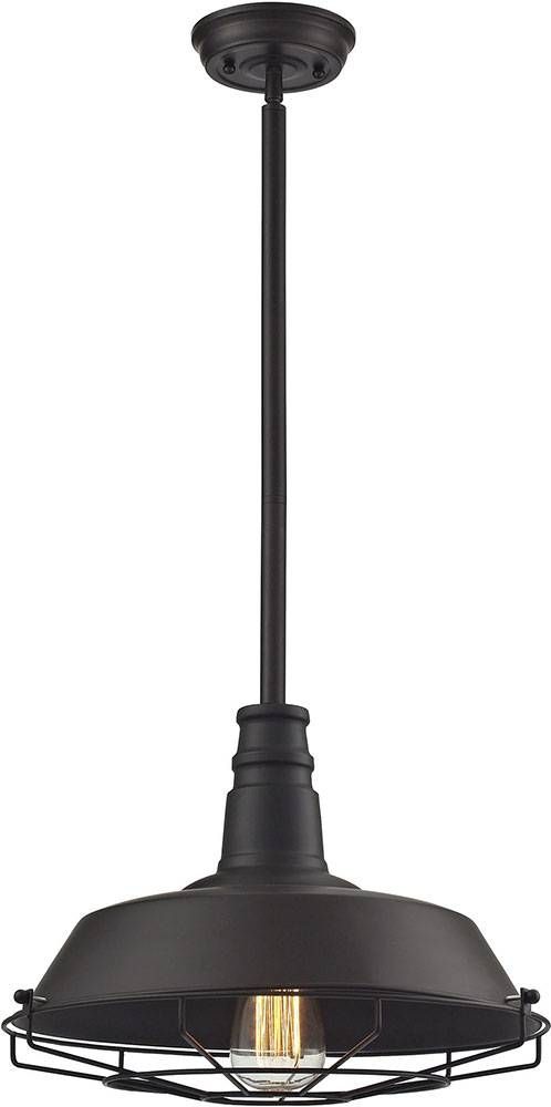 Elk 67046 1 Warehouse Pendant Contemporary Oil Rubbed Bronze Within Warehouse Pendant Light Fixtures (Photo 9 of 15)