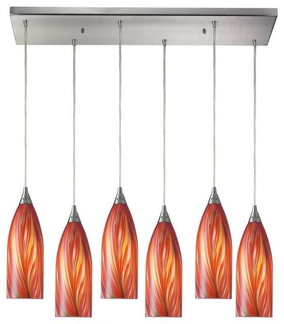 Elk Lighting Cilindro 6 Light Pendant With Rectangular Canopy In Coloured Glass Pendant Lights (View 13 of 15)