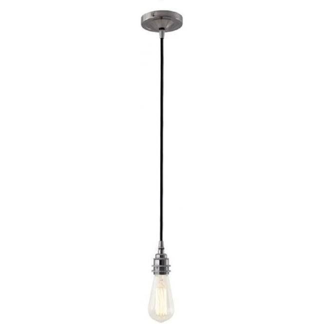 Exposed Bulb Pendant Fitting In Chrome With Black Braided Cable With Exposed Bulb Pendants (Photo 8 of 15)