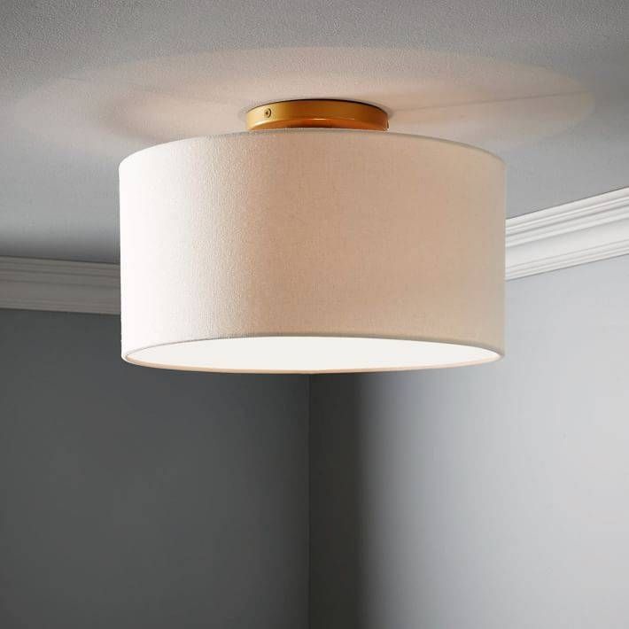 Fabric Shade Flushmount – Drum | West Elm For West Elm Drum Pendant Lights (View 13 of 15)