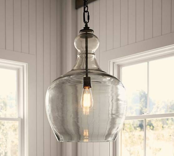 Flynn Recycled Glass Pendant | Pottery Barn In Recycled Glass Lights Fixtures (Photo 9 of 15)