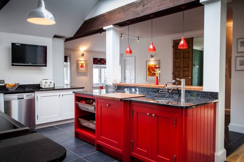 Glittering Red Kitchen Island Granite Top And Red Glass Pendant For Red Kitchen Pendant Lights (Photo 13 of 15)