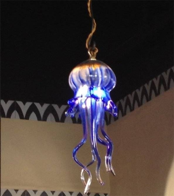 Hand Blown Glass Lamp Santa Barbara Art Glass, Saul Alcaraz With Regard To Jellyfish Pendant Lights (Photo 15 of 15)