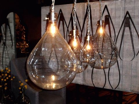 Hand Blown Glass Pendant Lights. Vintage Moroccan Blown Glassglass Inside Wine Jug Pendant Lights (Photo 2 of 15)