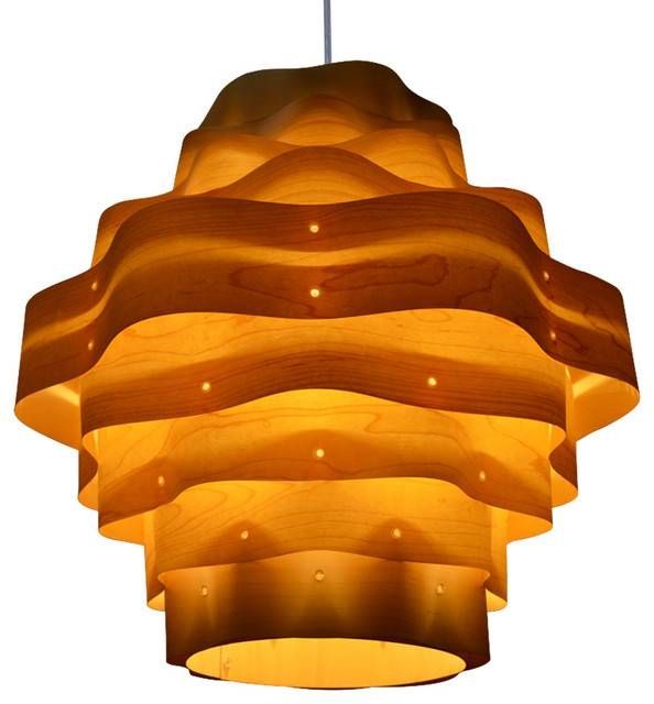Harlow Wood Pendant Lamp – Contemporary – Pendant Lighting – With Wood Veneer Lighting Pendants (Photo 6 of 15)