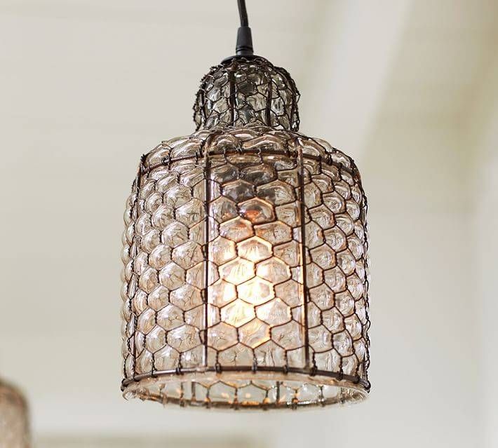 Harlowe Wire & Glass Indoor/outdoor Pendant | Pottery Barn Throughout Wire And Glass Pendant Lights (Photo 1 of 15)