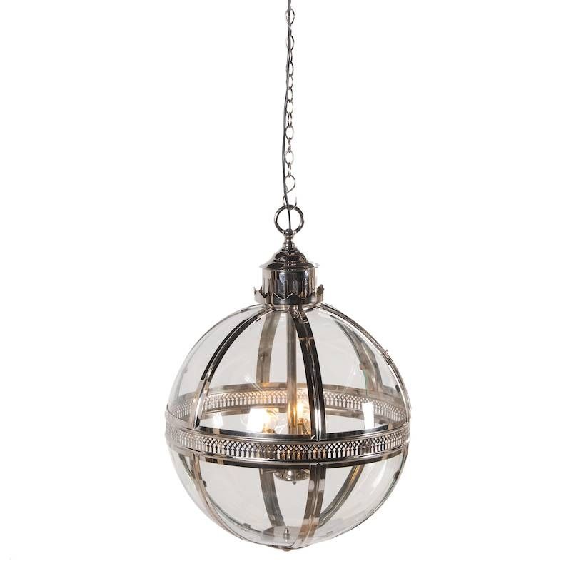 Helena Round Silver Glass Ball Pendant Pertaining To Glass Ball Pendant Lights Uk (View 3 of 15)