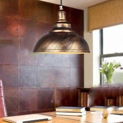 Industrial Pendant Light With Bronze Metal In Dome – Beautifulhalo In Large Dome Pendant Lights (View 14 of 15)