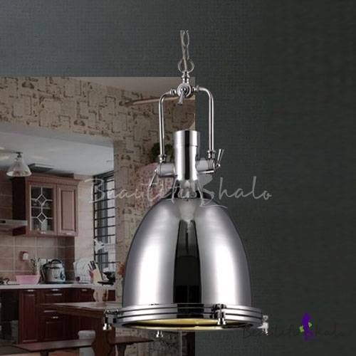 Industrial Style 1 Light Large Pendant In Polished Nickel In Industrial Style Pendant Light Fixtures (Photo 1 of 15)