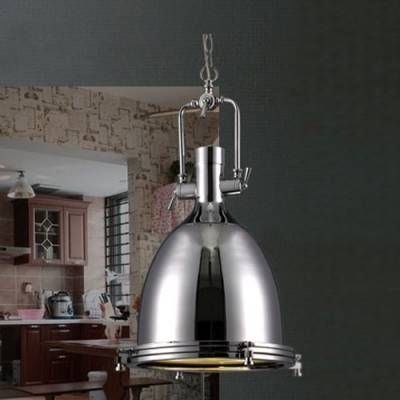 Industrial Style 1 Light Large Pendant In Polished Nickel In Polished Nickel Pendant Lights (View 15 of 15)