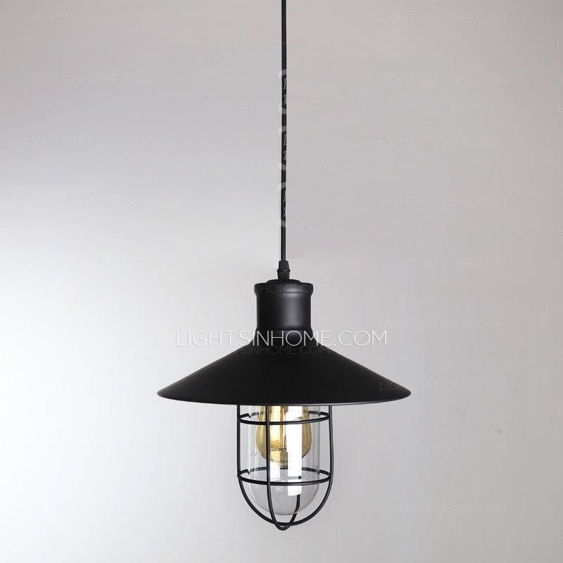 Industrial Type One Light Wrought Iron Pendant Lights In Wrought Iron Kitchen Lights Fixtures (View 7 of 15)