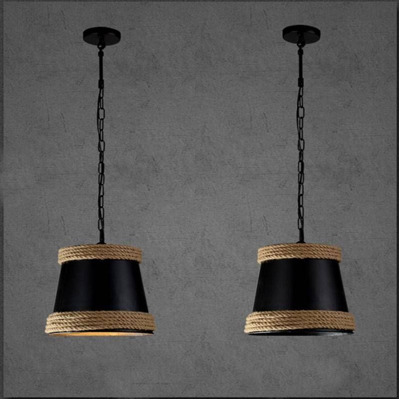 Industrial Vintage Loft Rope White Wrought Iron Pendant Light For In Black Wrought Iron Pendant Lights (Photo 10 of 15)
