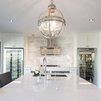 Island With Dual Sink – Transitional – Kitchen In Victorian Hotel Pendants (View 14 of 15)