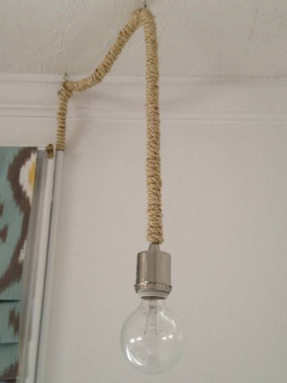 Items Similar To Nautical Rope Covered Pendant Light Cord Set On Etsy Regarding Rope Cord Pendant Lights (View 8 of 15)