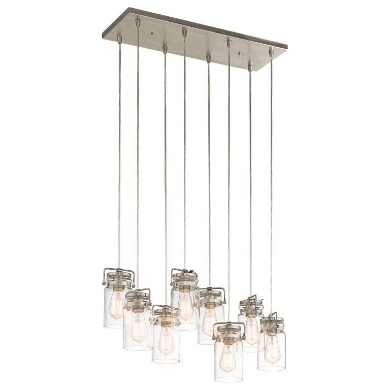 Kichler 42890ni Brinley Retro Brushed Nickel Finish 7.75" Tall Intended For Brushed Nickel Pendant Lights (Photo 12 of 15)