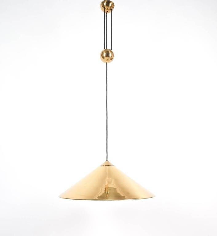 Large Adjustable Polished Brass Counterweight Pendant Lamp With Regard To Counterweight Pendant Lights (Photo 10 of 15)