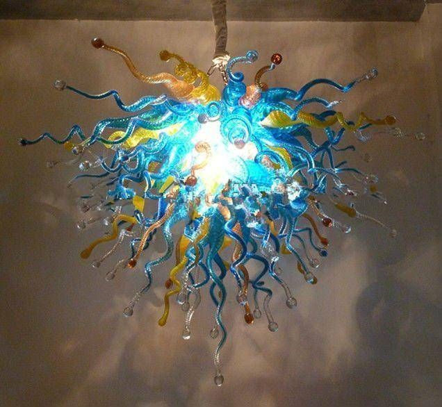 Large Contemporary Chihuly Glass Pendant Lights Modern Lighting Inside Blown Glass Ceiling Lights (Photo 2 of 15)