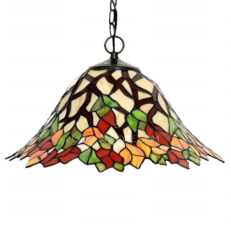 Leaf Pattern Stained Glass Pendant Lights For Kitchen Inside Stained Glass Pendant Lights Patterns (Photo 13 of 15)
