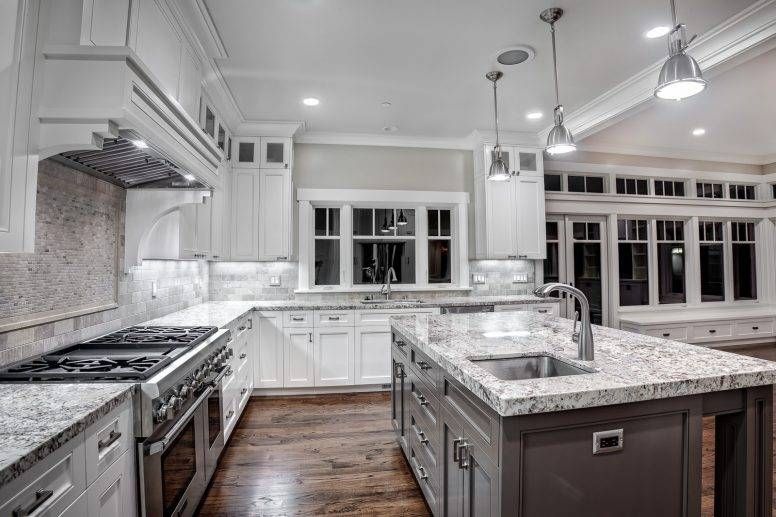 Light Grey Kitchen Cabinets Stainless Steel Single Handle With Stainless Steel Pendant Lights For Kitchen (Photo 2 of 15)