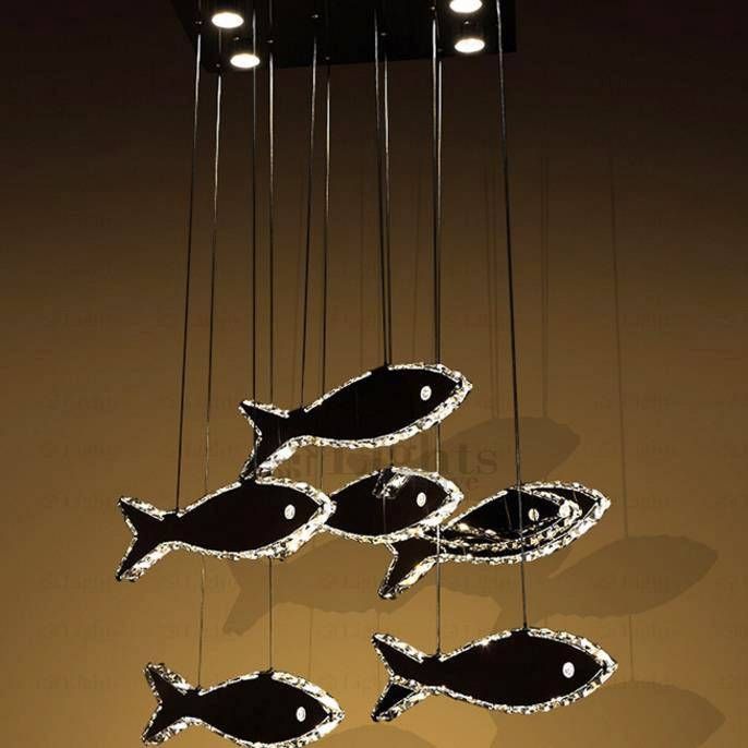 Luxury Stainless Steel Fish Shaped Led Pendant Light Fixtures With Stainless Steel Pendant Lights Fixtures (Photo 9 of 15)