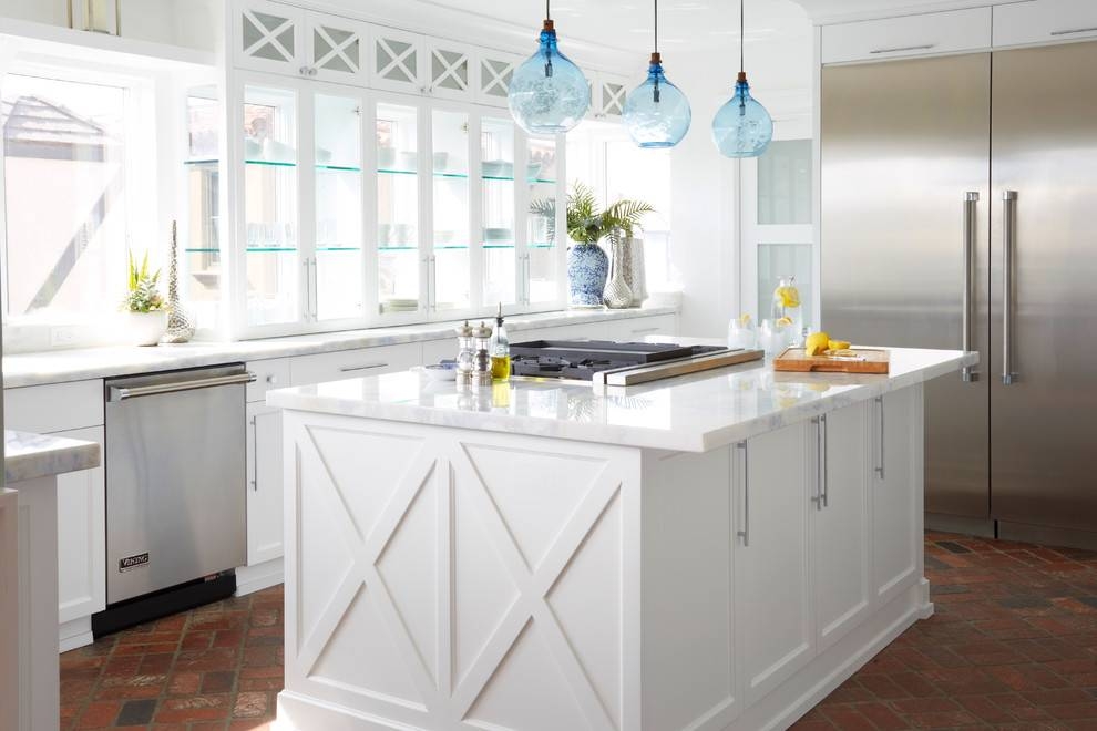 Mercury Glass Pendant Light Kitchen Beach With Beach Glam Blue Regarding Blue Kitchen Pendant Lights (Photo 1 of 15)