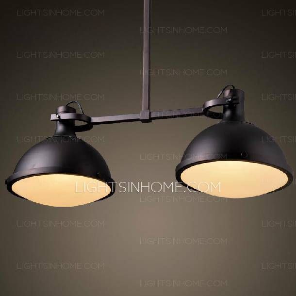 Modern 2 Light Industrial Style Pendant Lights Wrought Iron Intended For Industrial Looking Pendant Lights Fixtures (Photo 12 of 15)