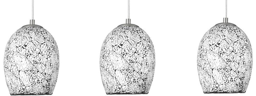 Modern White Mosaic Glass 3 Lamp Pendant Light 8069 3wh Throughout Cracked Glass Pendant Lights (View 5 of 15)