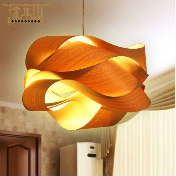 Modern Wooden 45/60cm Pendant Lights Bedroom Hall Pendant Lamp For Wood Veneer Lights Fixtures (Photo 14 of 15)